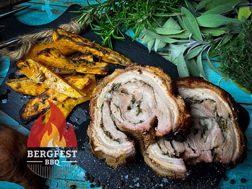 Porchetta an Süßkartoffelspalten